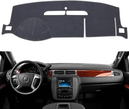 Alfombrilla para salpicadero compatible con Chevy Tahoe Avalanche Suburban GMC Yukon 2007-2014/2007-2013 Silverado LTZ GMC Sierra SLT, cubierta para