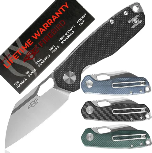 Miniatura 9 de Cuchillo plegable de bolsillo Firebird GANZO FH924-GY Wharncliffe Hoja de acero D2 Mango antideslizante G10 con clip para camping, caza, pesca, uso