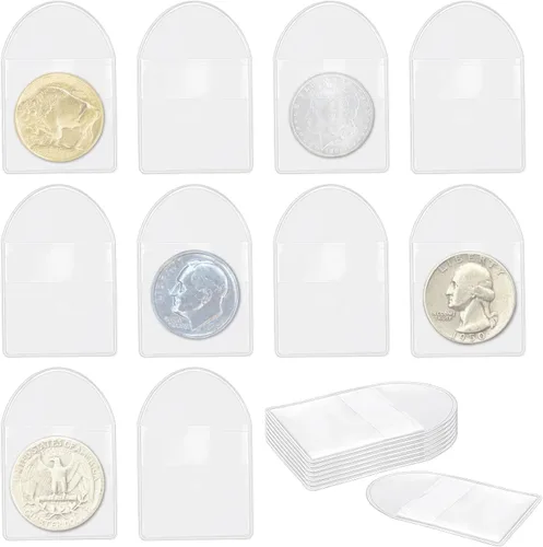 Miniatura 8 de Vmiapxo Paquete de 100 fundas para monedas de un solo bolsillo, soportes protectores de monedas de plástico transparente de 2 x 2 pulgadas