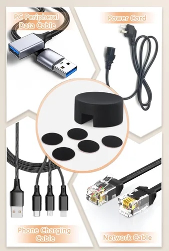 Miniatura 2 de Maveek Soporte magnético para cables, 5 unidades, clips de cable fuertes, placa de metal, organizadores de alambre adhesivo para mesita de noche