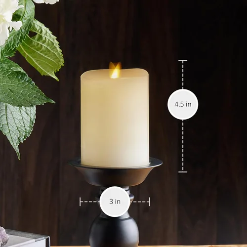 Miniatura 5 de Vela de pilar de llama artificial realista Luminara - Luces LED de llama en movimiento operadas por batería - Sin aroma - Lista para mando a