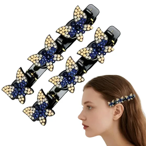 Miniatura 10 de Pinzas de pelo trenzadas con piedra de cristal brillante, pinza para el cabello para mujer, pinzas de pelo corto con pico de pato, clip de pelo