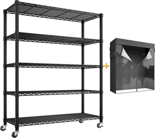 Miniatura 9 de REIBII Estantes de almacenamiento de 72.8 pulgadas de alto con cubierta y ruedas, estantería de alambre de metal resistente para despensa, cocina