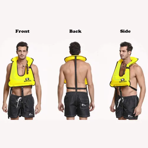 Miniatura 5 de WACOOL Chaleco inflable para buceo, natación, buceo, gran flotabilidad de hasta 220 libras, para adultos, jóvenes y niños