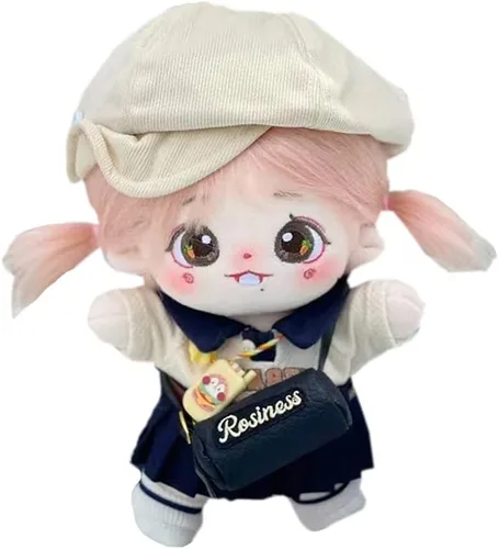 Miniatura 25 de niannyyhouse Muñeca de felpa de 7.9 in de pelo largo para niña, cuerpo de peluche humanoide sin atributo, 8 pulgadas, cuerpo normal, ropa de vestir