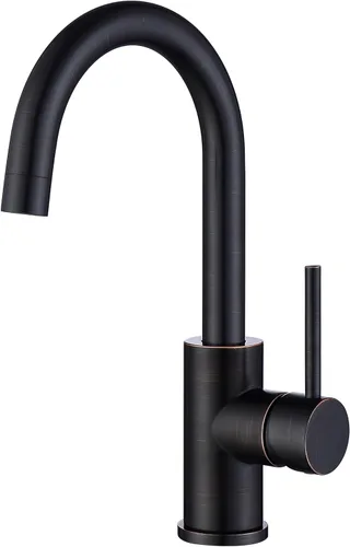 Miniatura 10 de Grifos de barra de un solo agujero, mini grifos de fregadero de cocina de oro cepillado, grifos de fregadero de barra húmeda moderna de acero