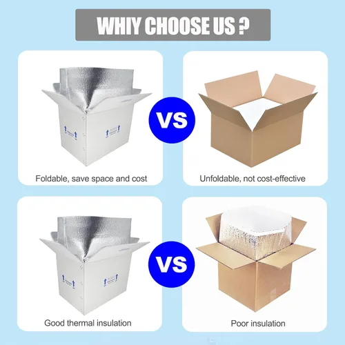 Miniatura 5 de Cajas de envío aisladas de 15 x 10 x 11 pulgadas para alimentos congelados, paquete de 4 cajas de cartón con aislamiento de papel de aluminio, caja