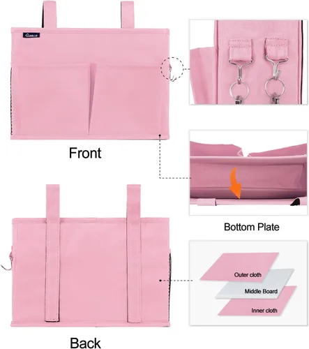 Miniatura 2 de Surblue Caddy Organizador Colgante Bolsa de Almacenamiento para Mesita de Noche para Literas y Camas de Hospital, Rosa, Pequeño