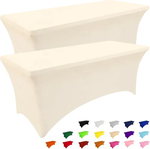 Miniatura 17 de Smiry Paquete de 2 manteles de elastano de 6 pies, fundas de mesa elásticas ajustables extensibles, lavables y sin arrugas, rectangulares para mesa