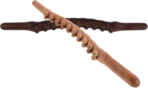 Milisten Varilla de masaje con rodillo muscular, 2 piezas: herramienta de raspado de madera carbonizada para piernas y espalda, masajeador de