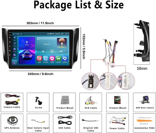 Miniatura 9 de [8 Core 4G+64G] Qualcomm Radio de coche para Nissan Sentra 2013-2017 estéreo de coche con CarPlay Android Auto, Android 13 10 pulgadas pantalla