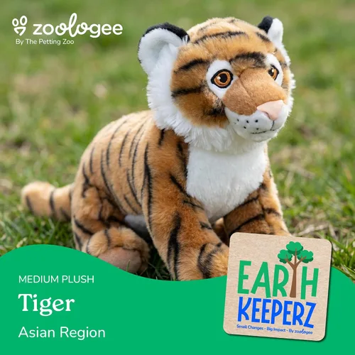 Miniatura 2 de The Petting Zoo Peluche de tigre, regalos para niños, animales de vida silvestre Earth Keeperz, juguete de peluche de tigre a rayas Zoologee, 12