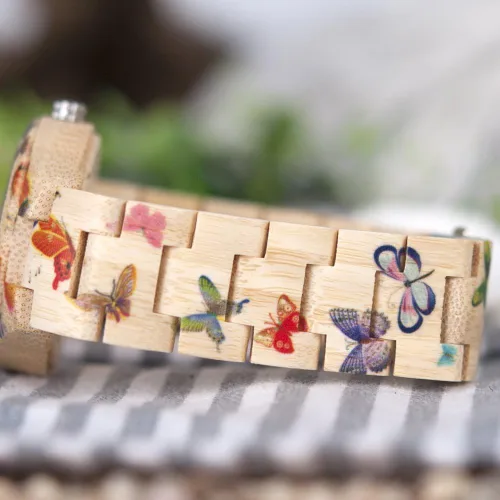 Miniatura 8 de BOBO BIRD Reloj de bambú para mujer, diseño de mariposa, hecho a mano, hecho a mano
