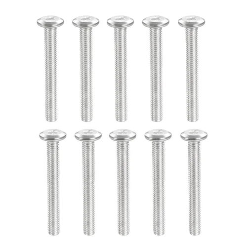 Miniatura 6 de Bonsicoky 10 tornillos hexagonales de cabeza redonda plana M6-0.039 x 2.362 in, tornillos de conexión de acero inoxidable 304, tornillos