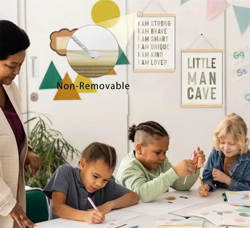 Miniatura 5 de ULEGIE Pósters de decoración para guardería de niños con marcos y colgador de madera, cartel de cueva de Little Man para niños, decoración de Verde