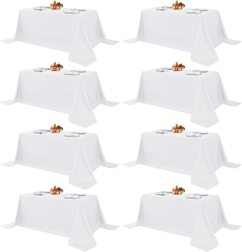 Miniatura 26 de Fitable - Paquete de 6 manteles redondos blancos - 120 pulgadas de diámetro - Manteles resistentes a las manchas y lavables, manteles de poliéster