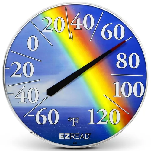 Miniatura 19 de EZREAD - Termómetro de esfera colgante, termómetros meteorológicos para uso en interiores y exteriores, gran diámetro de 12.5 pulgadas, números