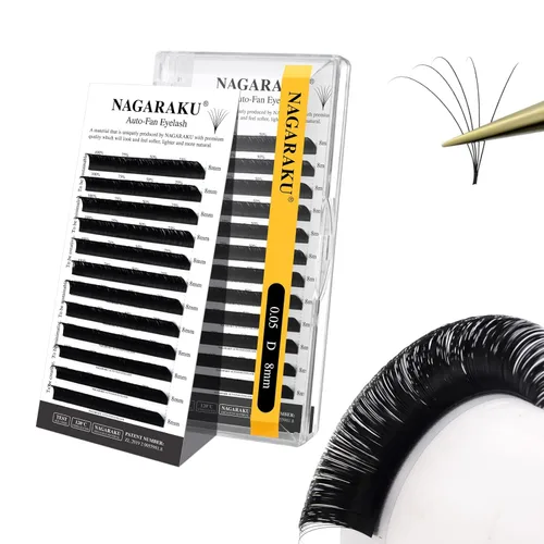 Miniatura 47 de NAGARAKU Easy Fan Extensiones de Pestañas Volumen Lash 0.07 Rizo D 8-15mm Bandeja Mixta Floración Rápida Visón Sintético en Racimo Para Ventilador