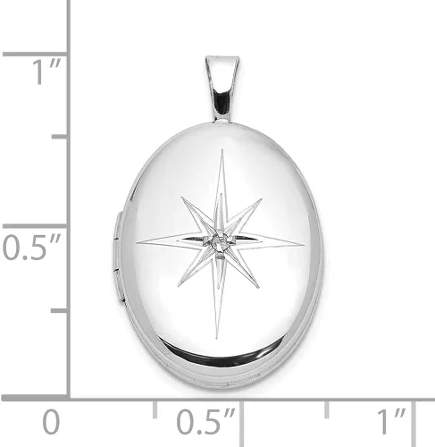 Miniatura 3 de Auriga Fine Jewelry Colgante y dije ovalado de plata de ley 925 con diamantes rodiados en forma de estrella (L-0.972in, W-0.589in), regalo