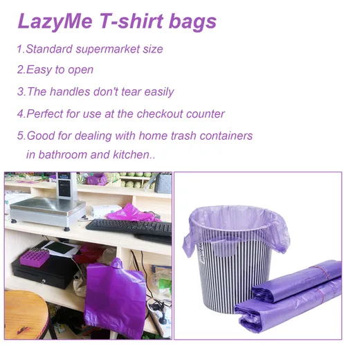 Miniatura 6 de Bolsas LazyMe para Camisetas, Bolsas de Plástico para Comestibles con Asas para Compras y Mercancía, Bolsas De Plástico Para Negocio, 12x20 Pulgadas