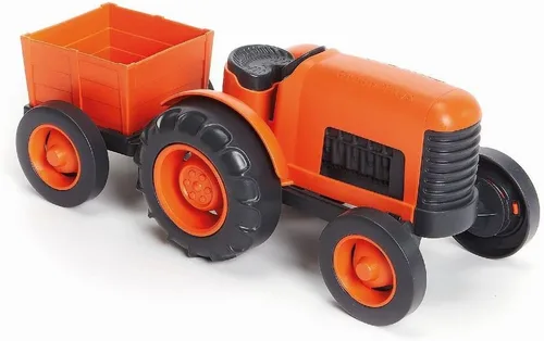 Miniatura 4 de Green Toys Tractor, naranja, juego de simulación, habilidades motoras, vehículo de juguete para niños. Sin BPA, ftalatos, PVC, apto