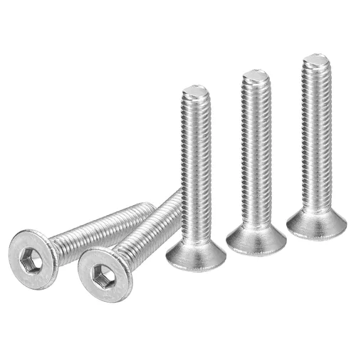 Miniatura 10 de DTGN Tornillos de cabeza plana M3-0.020 x 1.378 in, paquete de 50 tornillos de cabeza plana de acero inoxidable 304, rosca completa, pernos