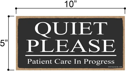 Miniatura 2 de Honey Dew Gifts, Quiet Please Patient Care in Progress, 10 x 5 pulgadas, decoración de oficina de terapia, colgador de puerta, letreros de madera