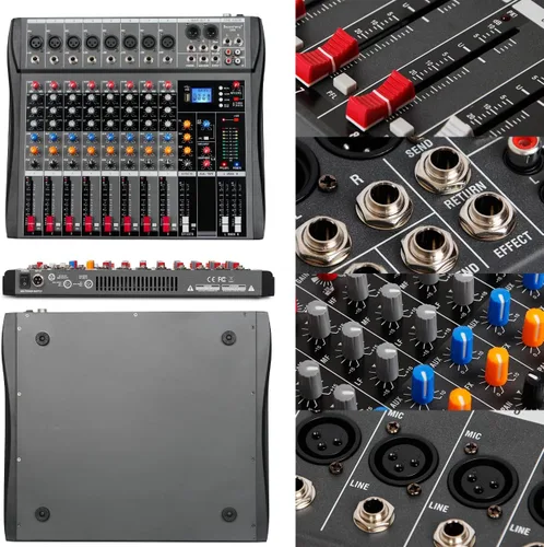 Miniatura 3 de Depusheng Mezclador de audio profesional de 8 canales, tablero de sonido DX8, interfaz de sistema de consola de mezcla de DJ, entrada USB MP3