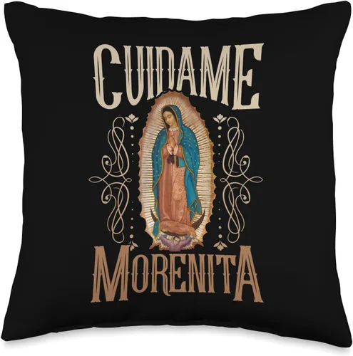 Our Lady of Guadalupe. Catholic Apparel Virgen de Guadalupe. Cuídame Morenita, almohada de diseño vintage, 16 x 16 pulgadas, multicolor