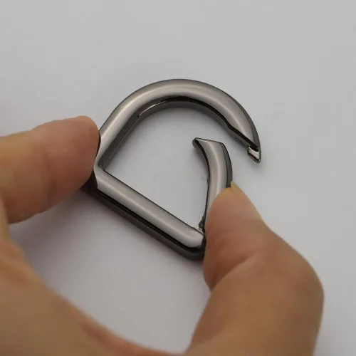 Miniatura 2 de 2 llaveros de resorte de metal semicírculo, clip de ganchos de resorte, hebilla de llavero de resorte, anillo plano en D para monederos (negro)