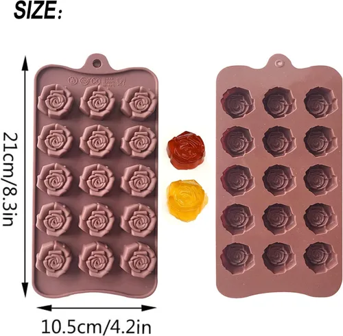 Miniatura 2 de Paquete de 2 moldes de silicona para el día de San Valentín, moldes de caramelo de chocolate, moldes de rosa para hornear, bandeja de silicona