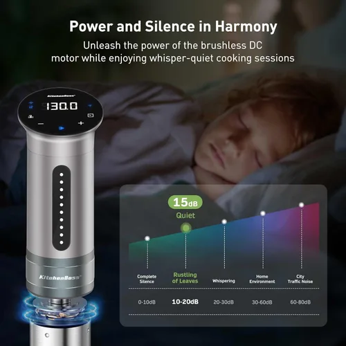Miniatura 4 de KitchenBoss Wifi Sous Vide Cooker: Circulador de inmersión ultrasilencioso Sous Vide Control APP 1100W, IPX7 Impermeable Sous-vide Precision Cooker