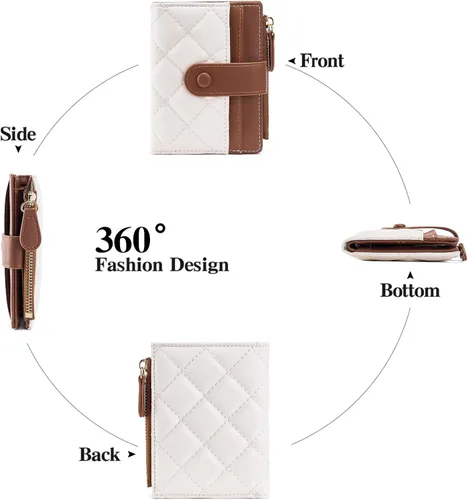 Miniatura 4 de GAEKEAO Billetera pequeña para mujer, de piel plegable, con bloqueo RFID, tarjetero para tarjetas de crédito, bolsillo con cremallera, monedero