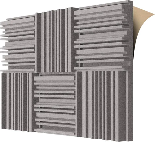 TroyStudio Paneles de Espuma Acústica Autoadhesivos, 12 X 12 X 2 Pulgadas, 6 Piezas Espuma Absorbente de Sonido de Banda Ancha, Baldosas de Relleno