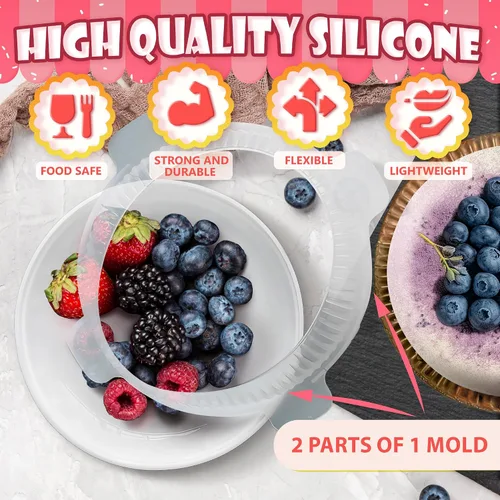Miniatura 3 de Molde de silicona para mousse, molde redondo de silicona para tartas de 7.5 pulgadas de diámetro (capacidad de 33.5 onzas), fácil de usar