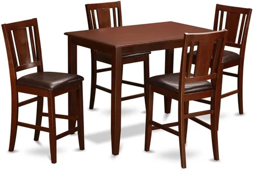 Miniatura 10 de HomeStock Juego de mesa de cocina de 5 piezas para 4 personas, incluye una mesa de comedor rectangular con hojas y 4 sillas Parson de tela de lino