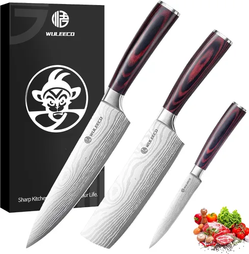 Miniatura 9 de Cuchillo de chef de 8 pulgadas, cuchillo de cocina afilado de acero inoxidable de alto carbono, cuchillo Gyuto mango ergonómico de madera, cuchillo