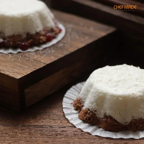Miniatura 8 de CHEFMADE Juego de mini moldes para pudín, 3 pulgadas, 4 moldes antiadherentes para tarta de huevo, pan y pastel en forma de flor, utensilios