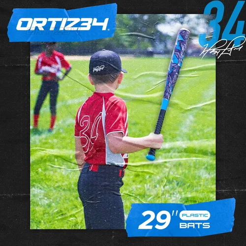Miniatura 2 de Ortiz34 Juego de bate y pelota – Juego de bate y pelota de plástico de grafiti – David Ortiz juego de béisbol para el patio trasero para jóvenes