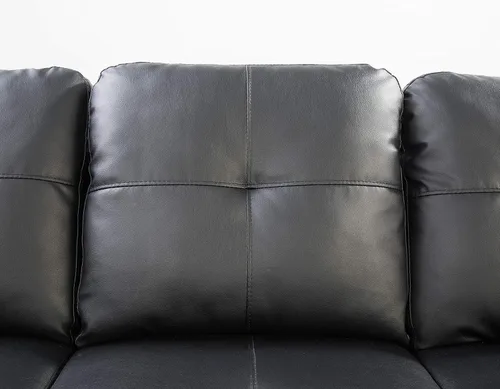 Miniatura 2 de Livavege Sofá modular de piel sintética con diván, otomana de almacenamiento, 2 portavasos y almohadas, sofás tapizados de 6 plazas en forma de L