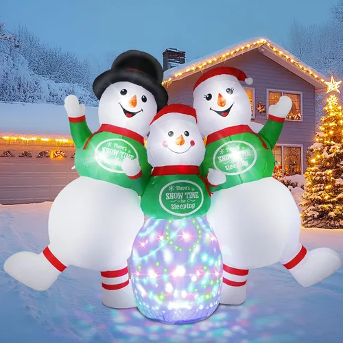 Miniatura 10 de Decoraciones inflables de Navidad de 8 pies para exteriores, dinosaurio inflable de patio con sombrero navideño y caja de regalo, luces LED