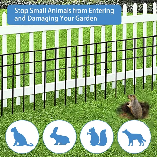 Miniatura 3 de Valla de Barrera de Animales sin Excavación de 32x10 Pulgadas, Paquete de 10 Vallas Negras con Protección contra Excavaciones con Espaciado