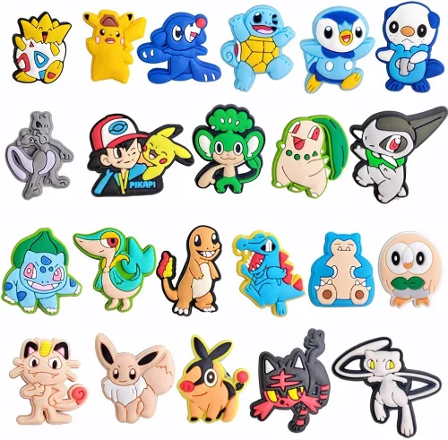 22 dijes de dibujos animados para zapatos, decoraciones de zuecos, pulseras, regalos de fiesta, Cloruro de polivinilo