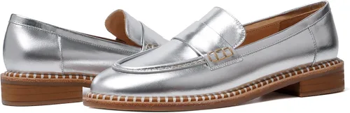 Miniatura 6 de FOGEENA Mocasines de cuero mate para mujer, estilo casual, sin cordones, punta redonda, tacón bajo grueso, zapatos de vestir de 1 pulgada