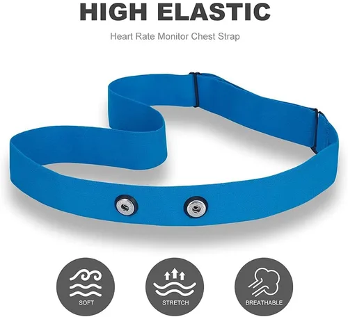 Miniatura 4 de Paquete de 2 correas de pecho de repuesto para monitor de frecuencia cardíaca mediana (azul y rosa), correa de pecho ajustable suave para Polar H7