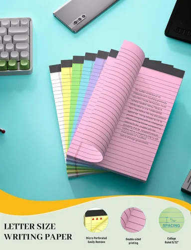 Miniatura 2 de Blocs de Notas de Color 5x8, Paquete de 48 Blocs Legales Pequeños Rosa 5x8, Blocs de Notas Legales Pequeños con Rayas Universitarias Fácil