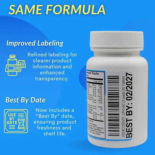 Miniatura 6 de Legere Pharmaceuticals Lipo-BC B-Complex, píldoras lipotrópicas para energía limpia y bienestar (120 tabletas)