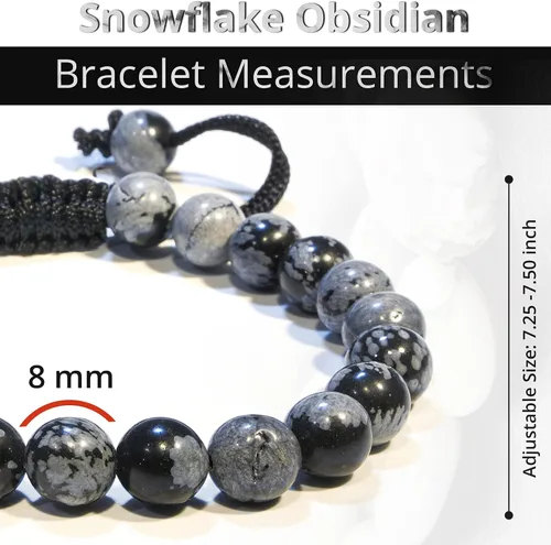 Miniatura 191 de Adjustable Crystal Bracelet – Gemstone Bead Bracelet with Adjustable Macrame String – Chic Gemstone Bracelet for Men and Women – 8mm Round Healing