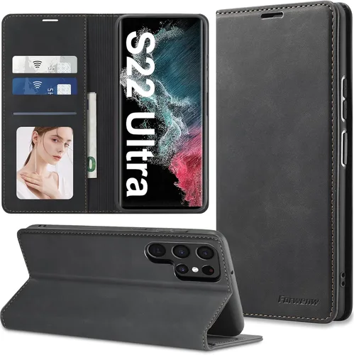 Miniatura 15 de Funda de piel con tapa para Samsung Galaxy Z Flip 3, con protección de bisagra, delgada y magnética tipo cartera [1 tarjetero], funda protectora a