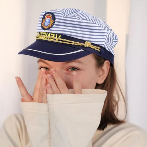 Miniatura 9 de EXCEART 2 sombreros de capitán ajustables, sombrero de marinero de yate, sombrero de barco azul marino, sombrero de fiesta náutica, gorra